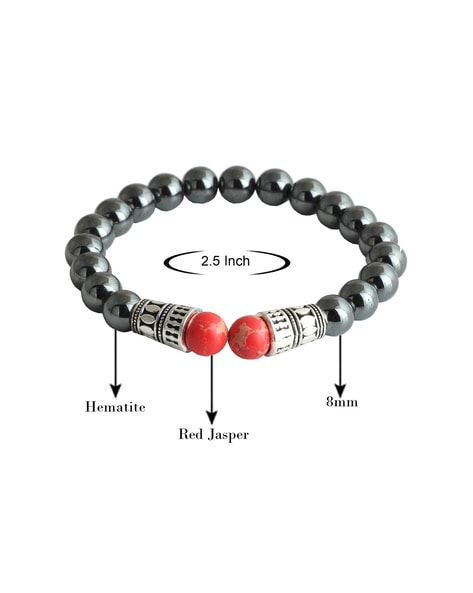 THE MEN THING Natural Beads Bracelet for Men  Become Money Magnet  Grey  Jasper Stone Energy Stretch