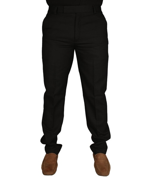 Beige Linen-cotton flat-front Trousers
