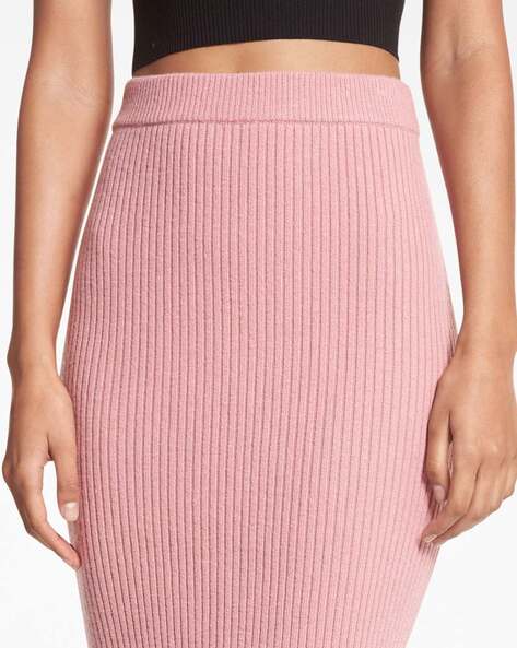 Pink wool shop pencil skirt