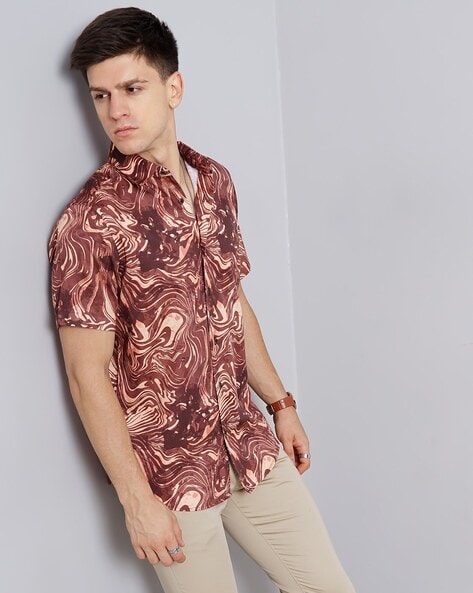 Mens Copper Satin Shirt