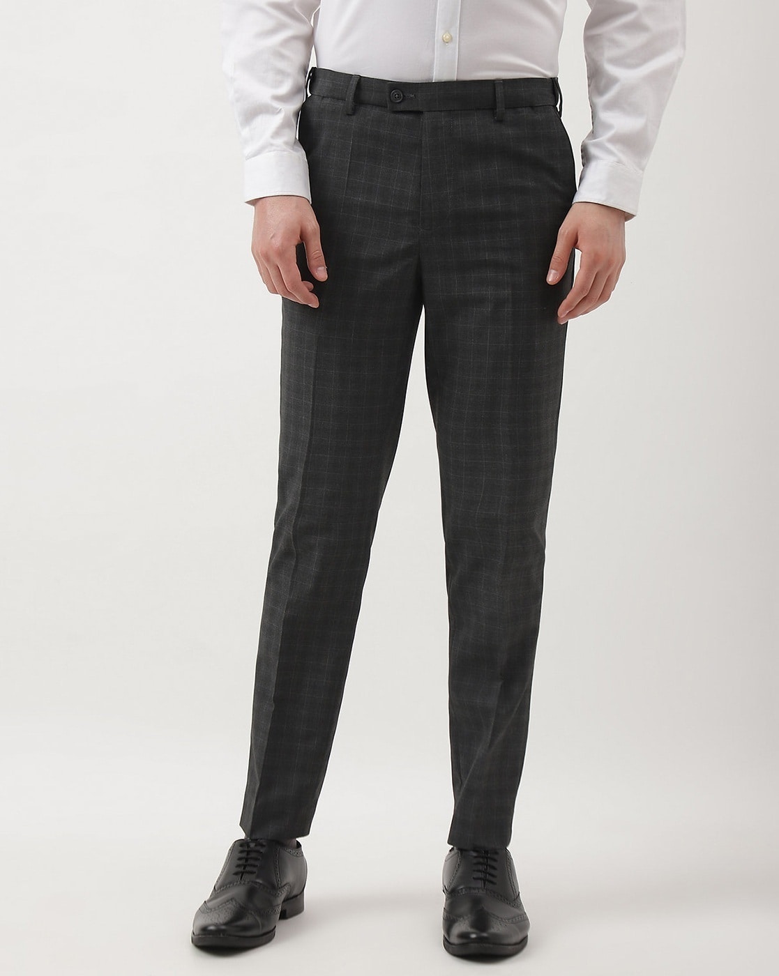 Unique Bargains Formal Plaid Dress Pants for Men's Slim Fit Business Office  Checked Suit Trousers