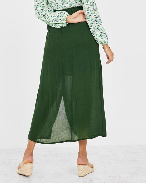 Olive Maxi Slit Skirt