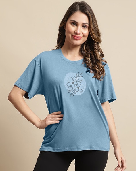 Kanvin Floral Print Round-Neck T-Shirt