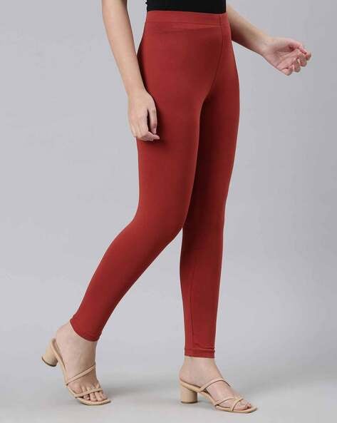 Buy Dark rust Leggings for Women by GO COLORS Online