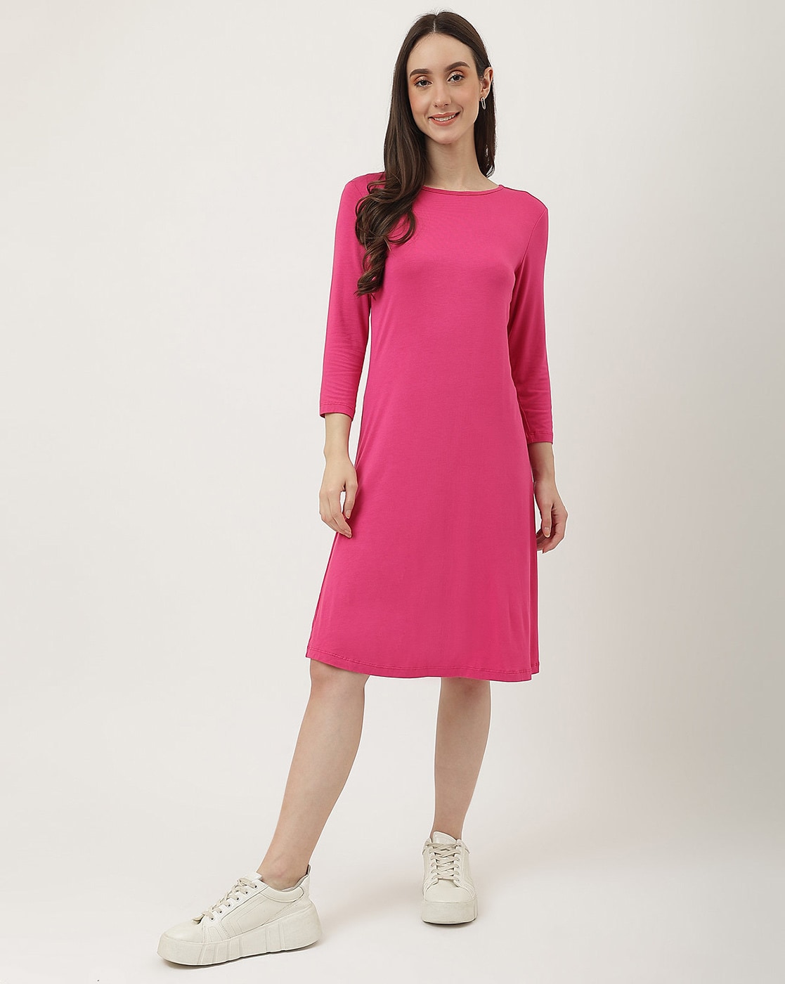 Hot Pink Satin A-line Spaghetti Straps Prom Dress MP645 | Musebridals
