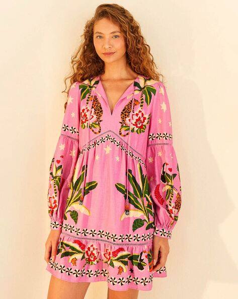 farm rio pink leopard mini dress FARM Rio | Dresses | Farm Rio Vibrant Pink Pink Leopard Mini Dress L