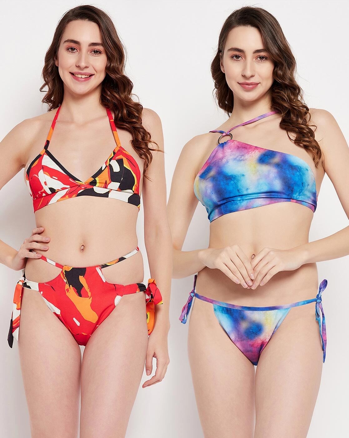 Set of 2 Printed Cut-work Bikini