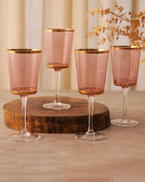 Buy Rose Wine Glass Set Online In India