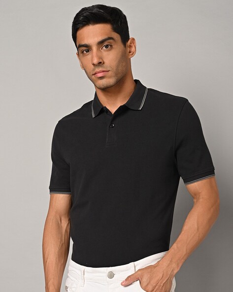 Black plain 2024 polo t shirt