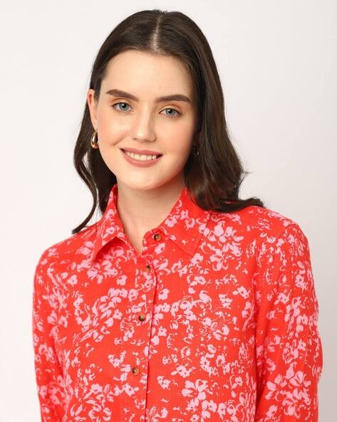 red floral shirt womens