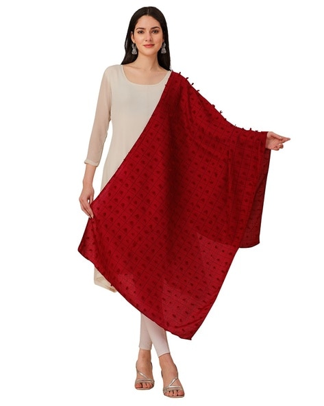 Checked Embellished Dupatta Price in India