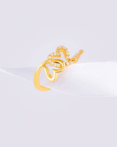 Giva Sterling Silver Gold-Plated Stone-Studded Ring