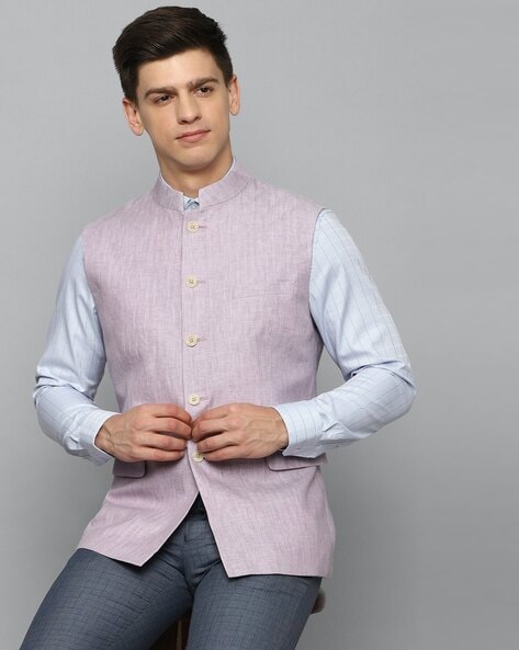 Slim Fit Linen Jacket - Light purple - Men