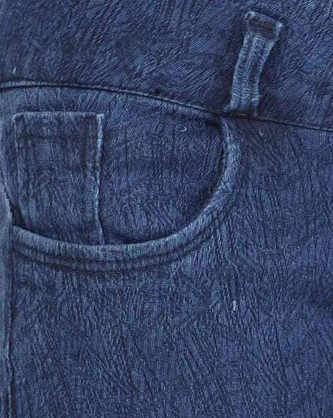 High-Rise Denim Shorts with Frayed Detail