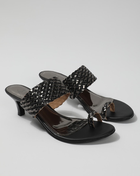 Black Pu Ring Toe Sandals