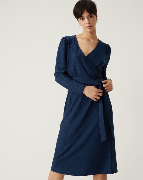 Long wrap dress - Black/Patterned - Ladies | H&M IN