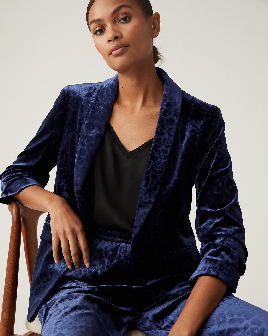 Navy velvet clearance blazer womens