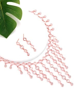 giva Sterling Silver Stone-Studded Necklace & Earrings Set-picture-43