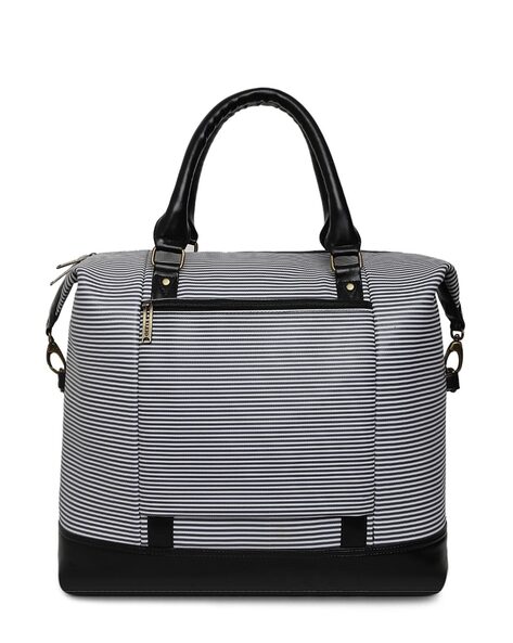 Black and white striped weekender online bag