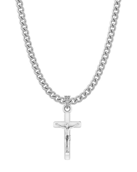Buy M Men Style Religious Jesus Christ Cross Silver Zinc And Metal Pendant  Necklace Chain For Men Online at Best Prices in India - JioMart.