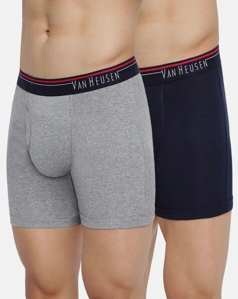 Van Heusen Men's Underwear - Cotton Stretch Boxer Briefs with Contour Pouch  (3 Pack), Navy/Print/Grey, L price in UAE,  UAE