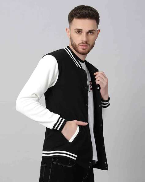 houndstooth men's bomber jacket in black and white | Haruco-vert