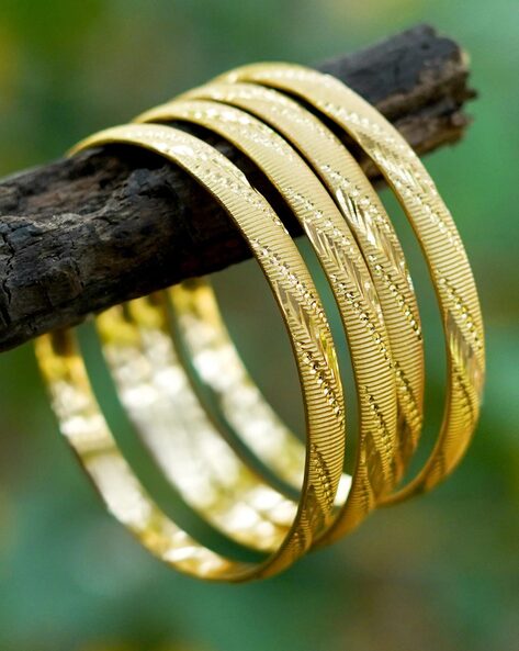 Buy Women Gold Color Bangle Set, Gold Bangle Set, Gold Stack Bracelet for  Women, Gold Set Bracelet, Gift for Her Online in India - Etsy