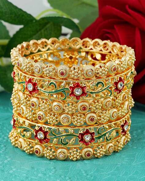 Latest stone bangle hot sale designs in gold