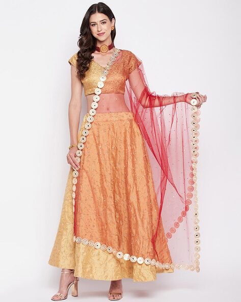 Net Dupatta with Embellished Border Price in India