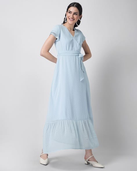 Self-Design Maxi Flounce Dress with Belt