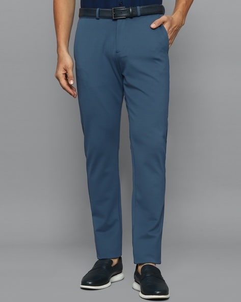 Buy ALLEN SOLLY Blue Printed Cotton Super Slim Fit Men's Trouser | Shoppers  Stop