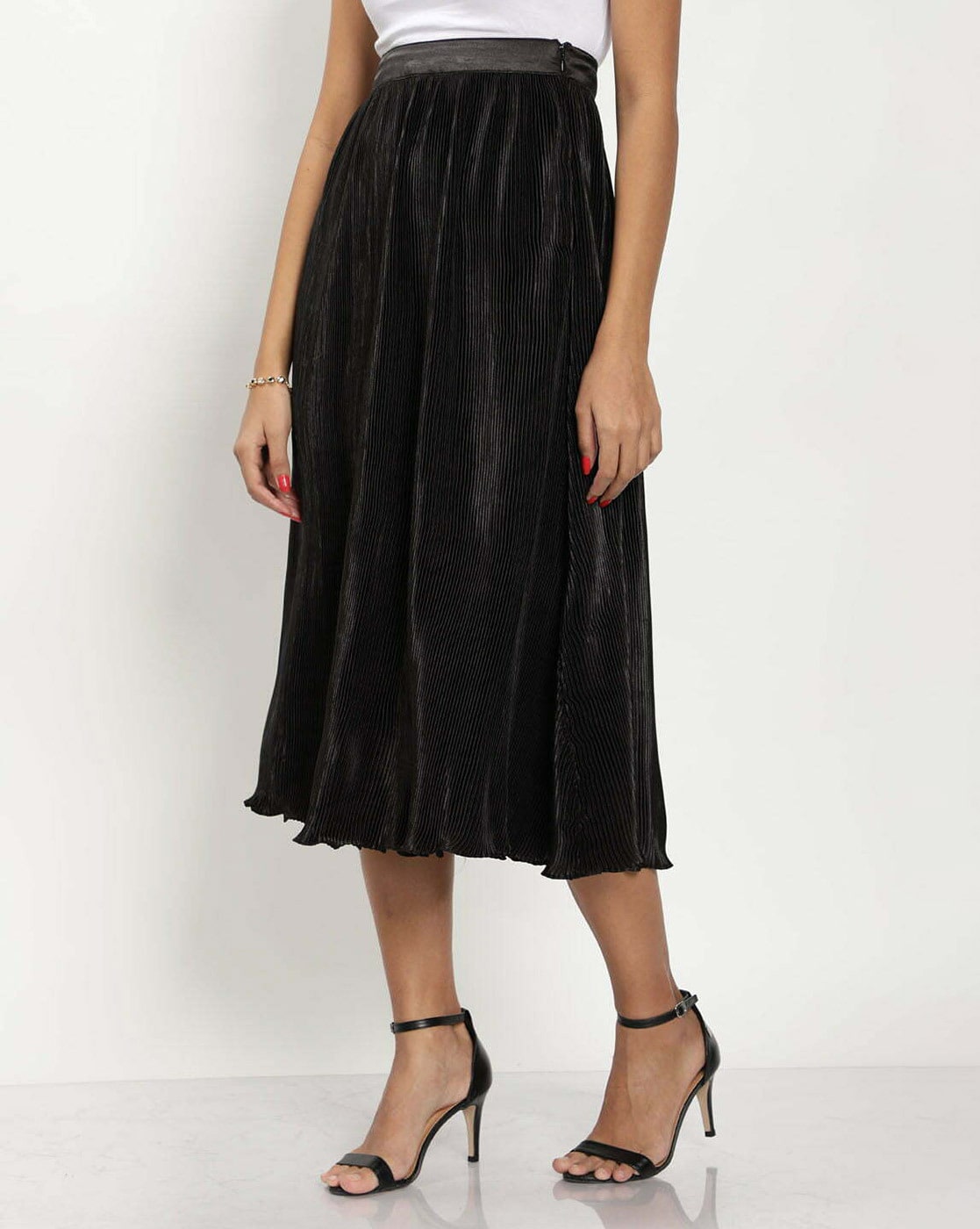 Black velour pleated clearance skirt