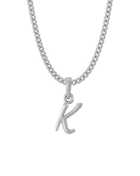 Silver Half Stone Initial Pendant Necklace - K | Claire's US