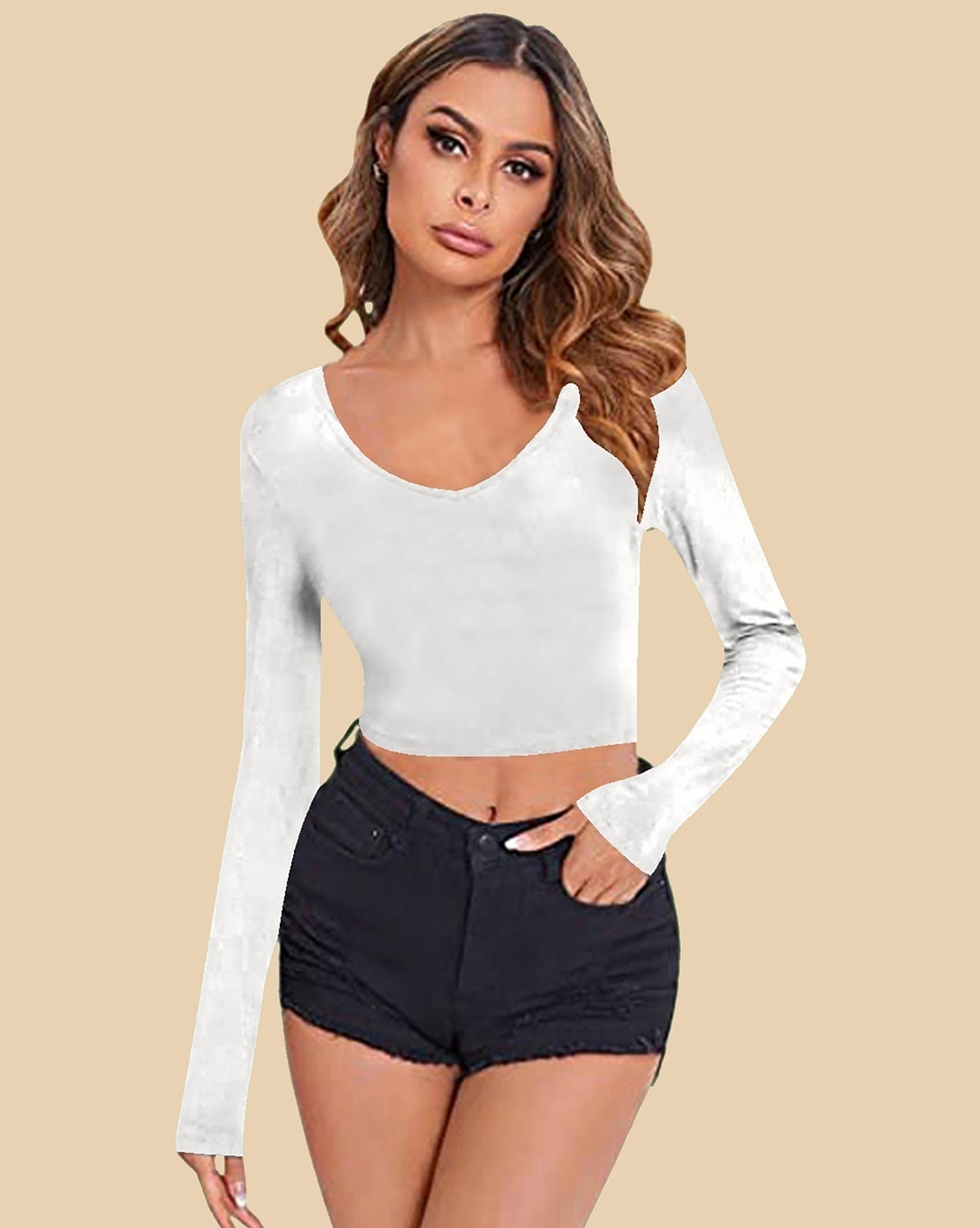 DREAM SLIM Women's Loose Half Sleeve Crop Tops Off India