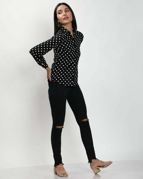 Black polka hotsell dot shirt outfit