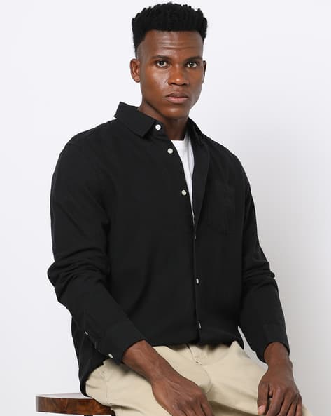 gap black linen shirt