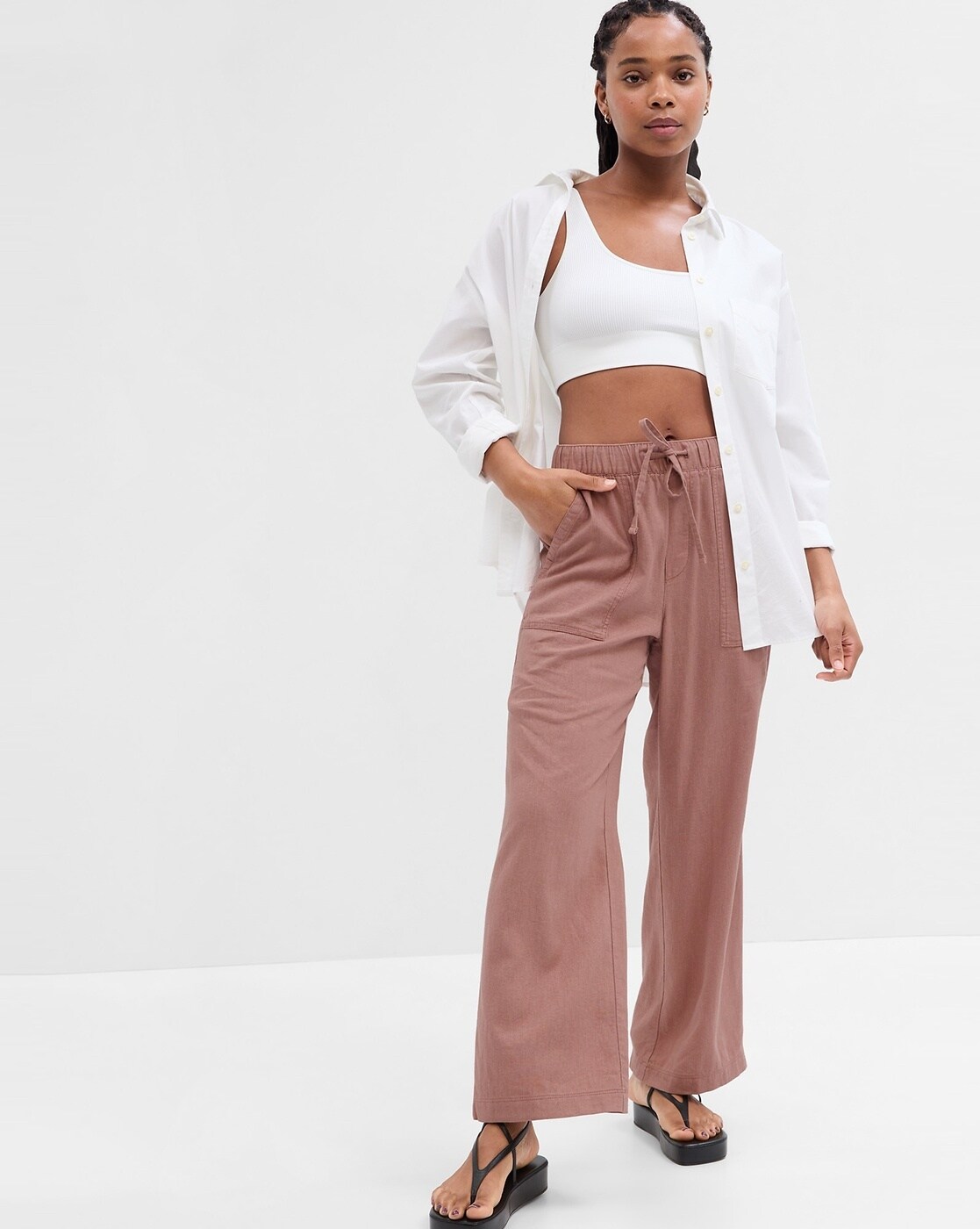 Buy Gap High Rise LinenCotton Pleated Wide Leg Trousers from the Gap  online shop