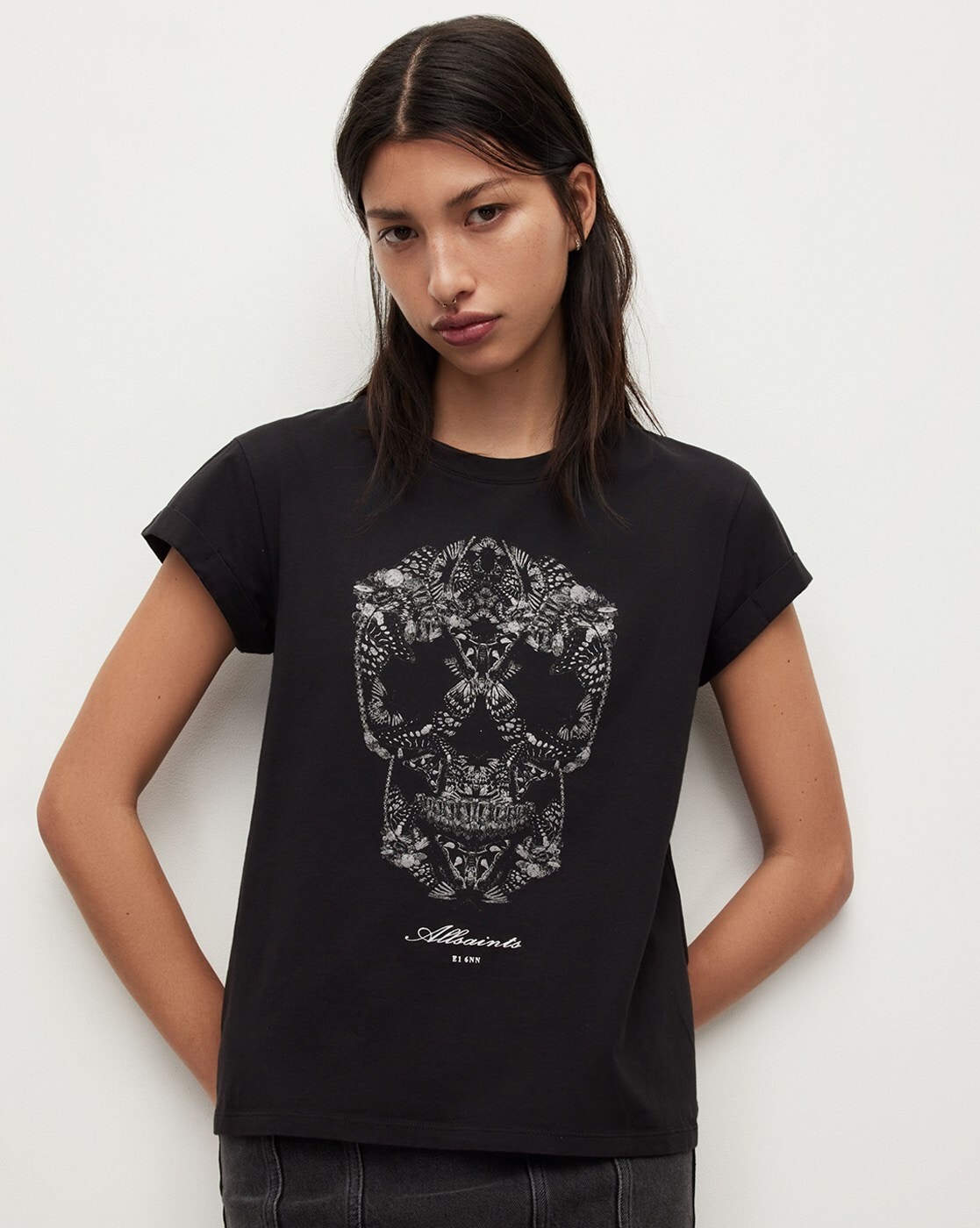 All saints skull outlet t shirt