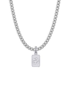 akshat sapphire Sterling Silver Om Pendant with Chain-picture-37