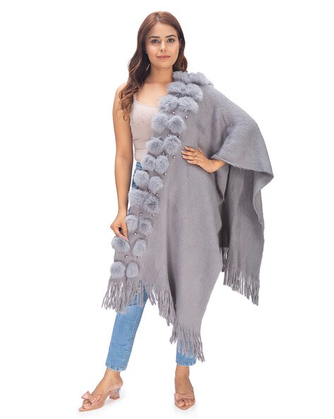 Faux Fur Women Stole with Fringed Hem Price in India
