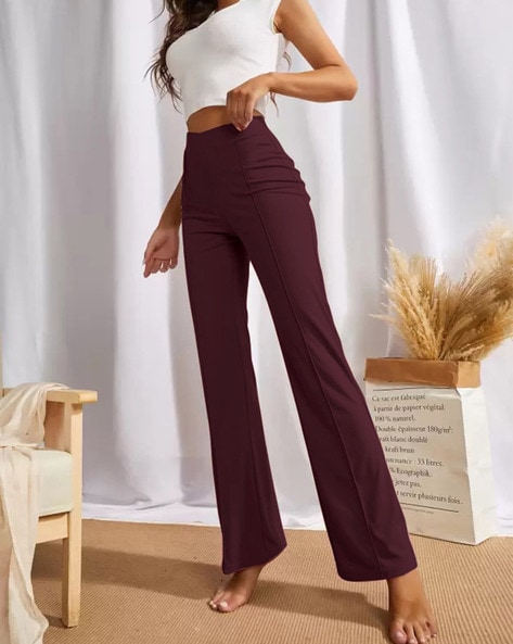 Buy Wine Trousers & Pants for Women by Silverfly Online
