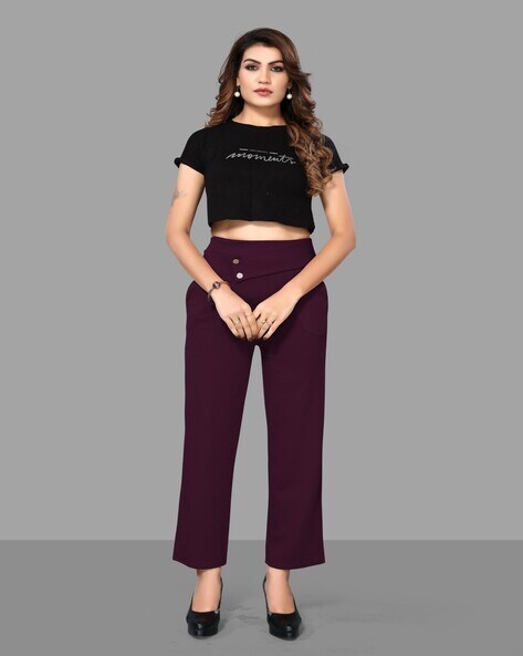 Buy Wine Trousers & Pants for Women by Vastrawada Online
