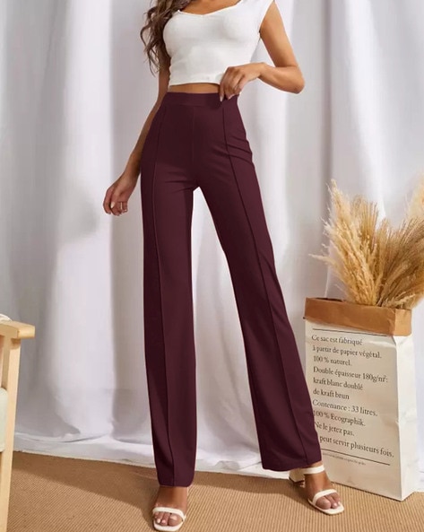 Tailored Solid Pants Solid High Waist Wide Leg Work Office - Temu