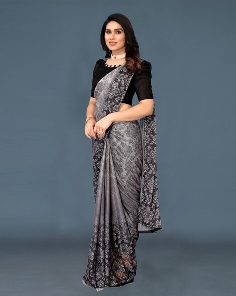 Black & Grey Saree – LIBAS CAFE