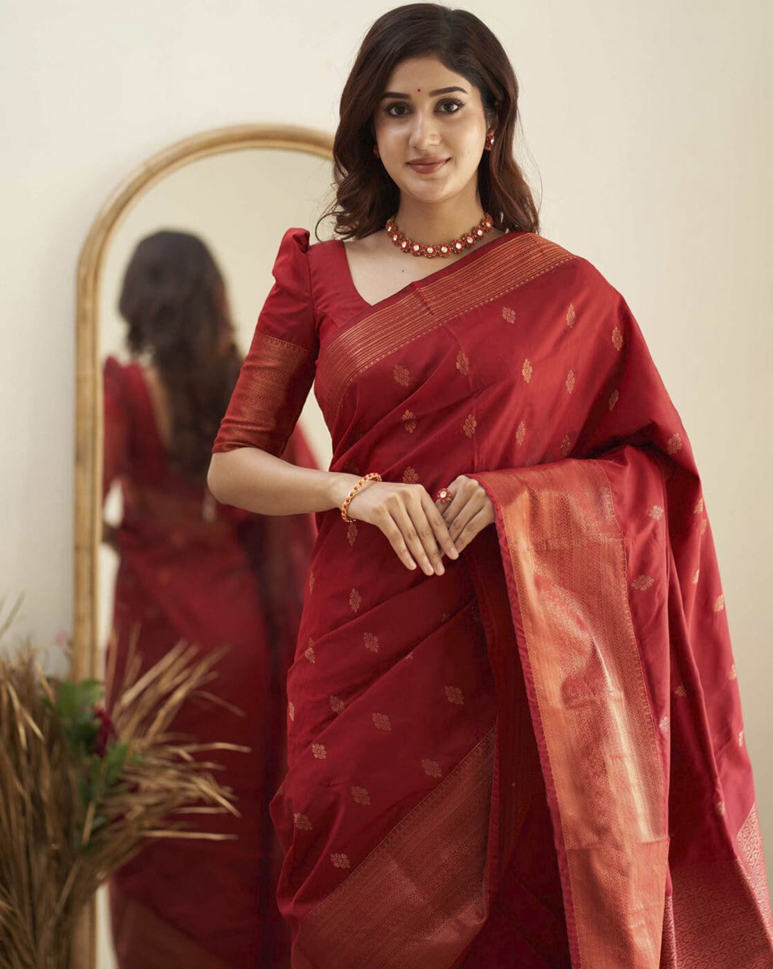 Buy Red Sarees for Women by WUXI Online