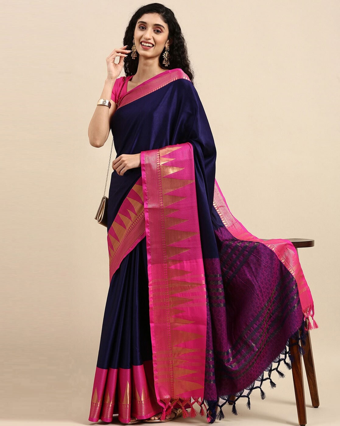 Dola Semi-silk Saree with Jacquard Border Saree 20164N – Griiham