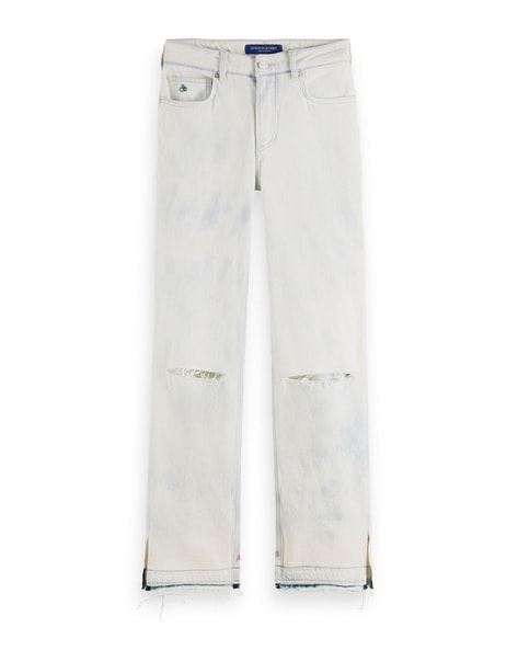 Straight bleached white jeans