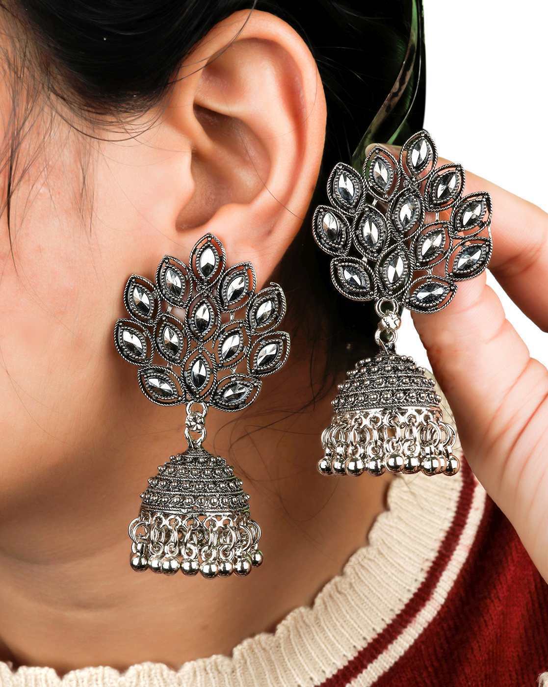 German Silver Oxidised Jewellery Earrings | Oxidised jewellery, Earrings,  Antique earrings