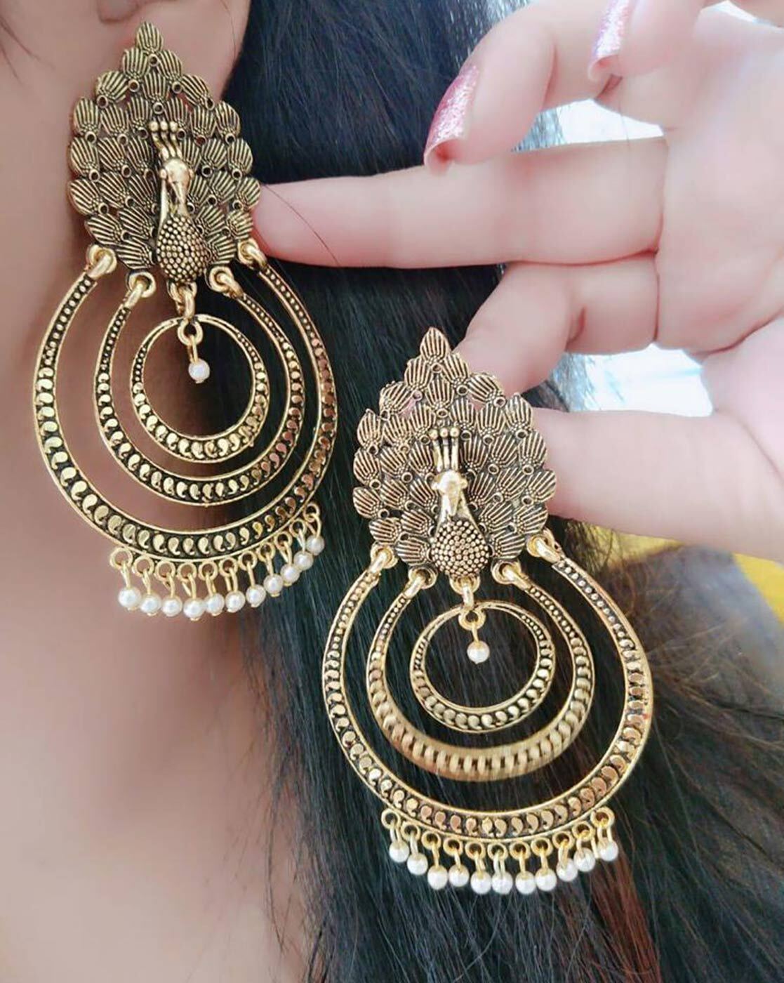 RozMili Oxidized Gold Plated alloy metal Dangler jhumki earrings for women   girls  RozMili  3322675