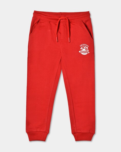 Buy R&B Kids Solid Jogger Pants With Elasticated Waist In Red